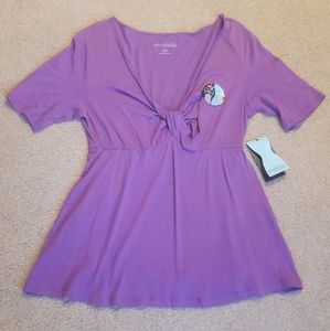 NWT Large purple slimming twist front shirt